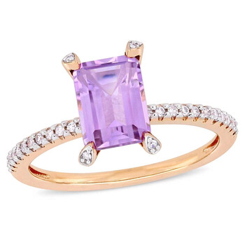 Trang sức Amour 1/10 CT Kim cương TW và 1 5/8 CT TGW Rose de France Nhẫn thời trang Vàng hồng 10K JMS005338 chính hãng 6 amour rings jms005338