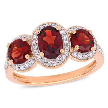Trang sức Amour 1/3 CT Kim cương TW và 2 1/6 CT TGW Garnet Nhẫn thời trang Pink Silver JMS005343 chính hãng 6 amour rings jms005343