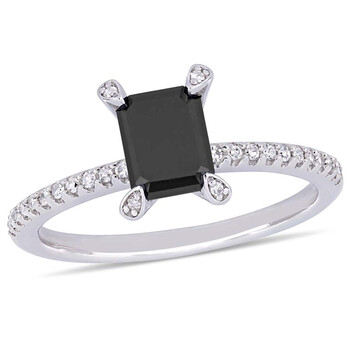 Trang sức Amour 1 1/10 CT Đen và White Emerald và Round Kim cương TW Nhẫn thời trang Vàng trắng 10K JMS005392 chính hãng 6 amour rings jms005392