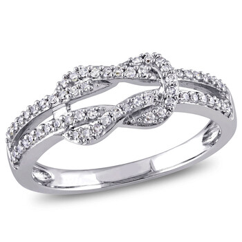 Trang sức Amour Vàng trắng 10K 1/4 CT TDW Kim cương Infinity Nhẫn chính hãng 6 amour rings jms005788