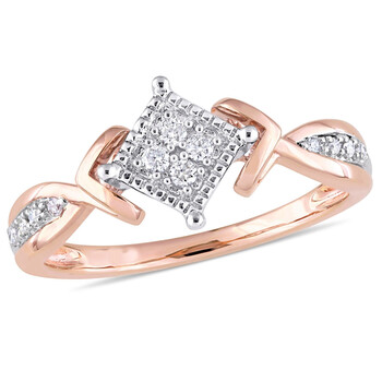 Trang sức Amour 10K Two-Tone Gold 1/10 CT TDW Kim cương Crossover Nhẫn chính hãng 6 amour rings jms005818
