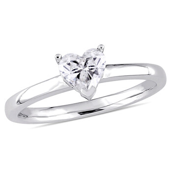 Trang sức Amour Vàng trắng 14K 1/2 CT TDW Kim cương Solitaire Nhẫn đính hôn chính hãng 6 amour rings jms005826