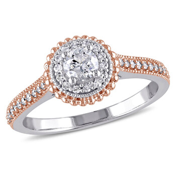 Trang sức Amour 10K Two-Tone Gold 1/2 CT TDW Kim cương Halo Nhẫn chính hãng 6 amour rings jms005941