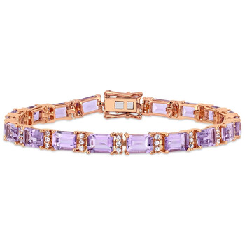 Trang sức Amour mạ Vàng hồng Silver 18 Ct Tgw Rose De France & White Sapphire Tennis Vòng đeo tay chính hãng 6 amour rose plated silver 18 ct tgw rose de france white sapphire tennis bracelet jms006434