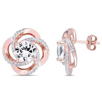 Trang sức Amour Rose mạ Silver 5 1/7 CT TGW White Topaz Spiral Bông tai (khuyên tai, hoa tai) chính hãng 6 amour rose plated silver 5 1 7 ct tgw white topaz spiral earrings jms008017