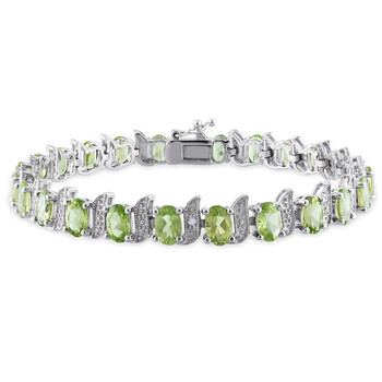 Trang sức Amour Bạc 925 0.03 CT TDW Kim cương và 11 3/4 CT TGW Peridot Tennis Vòng đeo tay chính hãng 6 amour sterling silver 0 03 ct tdw diamond and 11 3 4 ct tgw peridot tennis bracelet jms006382