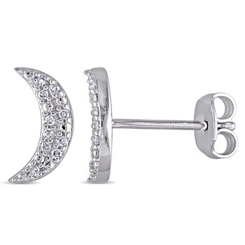 Trang sức Amour Bạc 925 1/10 CT TDW Kim cương Crescent Bông tai (khuyên tai, hoa tai) chính hãng 6 amour sterling silver 1 10 ct tdw diamond crescent earrings jms006983