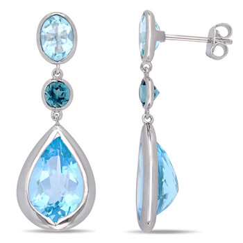 Trang sức Amour Bạc 925 15 1/2 CT TGW Sky Blue Topaz và London Blue Topaz Link Bông tai (khuyên tai, hoa tai) chính hãng 6 amour sterling silver 15 1 2 ct tgw sky blue topaz and london blue topaz link earrings jms008037