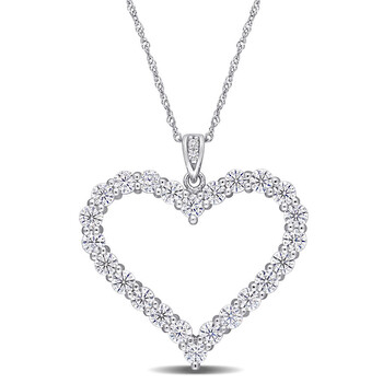 Trang sức Amour Bạc 925 2 2/5 CT TGW Created White Moissanite Heart Pendant với Chain chính hãng 6 amour sterling silver 2 2 5 ct tgw created white moissanite heart pendant with chain jms007295