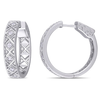 Trang sức Amour Bạc 925 5/8 CT White Sapphire Hoop Bông tai (khuyên tai, hoa tai) chính hãng 6 amour sterling silver 5 8 ct tgw white sapphire hoop earrings jms006435