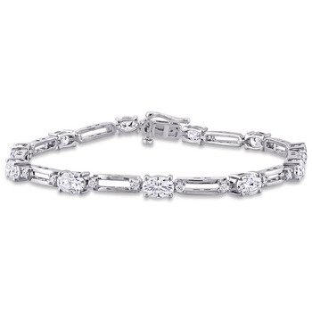 Trang sức Amour Bạc 925 6 CT TGW Created White Moissanite Link Vòng đeo tay chính hãng 6 amour sterling silver 6 ct tgw created white moissanite link bracelet jms007230