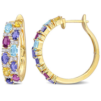 Trang sức Amour Yellow mạ Bạc 925 6 1/6 CT TGW Rhodolite, Iolite, Citrine, Swiss-Blue Topaz và White Topaz Bông tai (khuyên tai, hoa tai) chính hãng 6 amour yellow plated sterling silver 6 1 6 ct tgw rhodolite iolite citrine swiss blue topaz and white topaz earrings jms007155