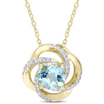Trang sức Amour Yellow Rhodium Bạc 925 2-3/5 CT TGW Sky-Blue Topaz Interlaced Floral Swirl Pendant với Chain chính hãng 6 amour yellow rhodium sterling silver 2 3 5 ct tgw sky blue topaz interlaced floral swirl pendant with chain jms008157