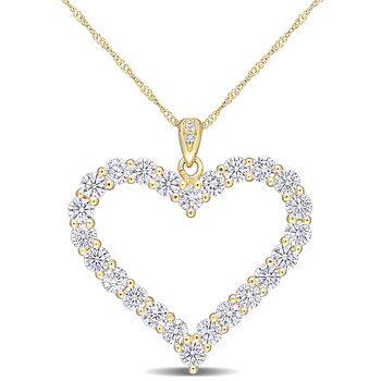 Trang sức Amour Yellow Silver 2 2/5 CT TGW Created White Moissanite Heart Pendant với Chain chính hãng 6 amour yellow silver 2 2 5 ct tgw created white moissanite heart pendant with chain jms007294