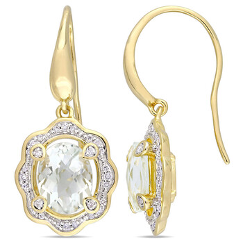 Trang sức Amour Yellow Silver 3-1/4 CT TGW Green Amethyst và 1/5 CT TDW Kim cương Halo Hook Bông tai (khuyên tai, hoa tai) chính hãng 6 amour yellow silver 3 1 4 ct tgw green amethyst and 1 5 ct tdw diamond halo hook earrings jms008021