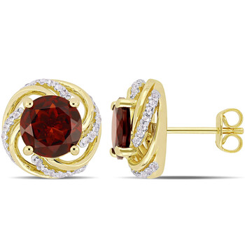 Trang sức Amour Yellow Silver 4 1/3 CT TGW Garnet và White Topaz Swirl Stud Bông tai (khuyên tai, hoa tai) chính hãng 6 amour yellow silver 4 1 3 ct tgw garnet and white topaz swirl stud earrings jms008027