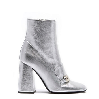Giày Burberry nữ Silver Brabant Leather Block-heel Boots chính hãng 6 burberry ladies silver brabant leather block heel boots 4078647