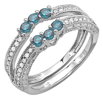 Trang sức Dazzling Rock Nữ Vàng trắng 14K 0.36 CT Kim cương xanh Stackable Nhẫn Size 7.5 chính hãng 6 dazzling rock dr0152 1081 7 5