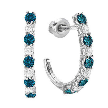 Trang sức Dazzling Rock Dazzlingrock Collection 0.50 Carat (ctw) Vàng trắng 10K Round Blue & Kim cương trắng Nữ Fancy J Shaped Hoop Bông tai (khuyên tai, hoa tai) 1/3 CT chính hãng 5 dazzling rock dr0347 1599