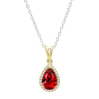 Trang sức Dazzling Rock Dazzlingrock Collection 14K 9X6 MM Pear Garnet & Round Kim cương Nữ Pendant (Silver Chain Included), Yellow Gold chính hãng 6 dazzling rock dr10049 6326 14ky