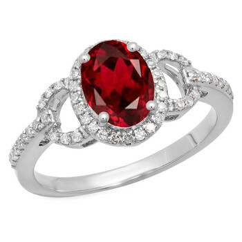 Trang sức Dazzling Rock Dazzlingrock Collection 14K 8X6 MM Each Oval Garnet & Round Kim cương Nữ Halo Nhẫn đính hôn, Vàng trắng, Size 7 chính hãng 6 dazzling rock dr5033 3639 14kw