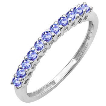 Trang sức Dazzling Rock Dazzlingrock Collection 10K Round Tanzanite Anniversary Stackable Wedding Band 1/3 CT, Vàng trắng, Size 6 chính hãng 6 dazzling rock dr5198 1453 10kw 6
