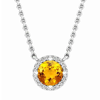 Trang sức Dazzling Rock Dazzlingrock Collection 14K Round Citrine và Kim cương trắng Nữ Halo Pendant (Silver Chain Included), Vàng trắng chính hãng 6 dazzling rock dr5791 4221 14kw