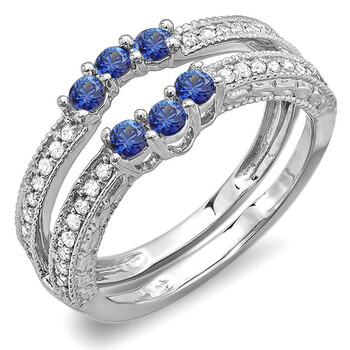 Trang sức Dazzling Rock Dazzlingrock Collection 14K Round Blue Sapphire và Kim cương trắng Nữ Wedding Band Enhancer Guard, Vàng trắng, Size 7.5 chính hãng 6 dazzling rock dr5867 1081 14kw 7 5