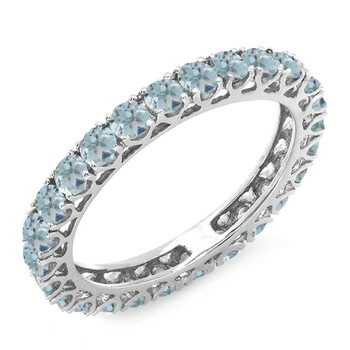 Trang sức Dazzling Rock Dazzlingrock Collection 1.80 Carat (ctw) 14K Round Aquamarines Eternity Nhẫn cưới 1 3/4 CT, Vàng trắng, Size 6 chính hãng 6 dazzling rock dr6303 1441 14kw 6