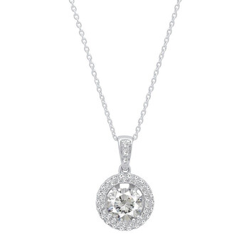 Trang sức Dazzling Rock Dazzlingrock Collection 14K 6 MM Round Cut White Sapphire & Kim cương trắng Nữ Double Halo Pendant, Vàng trắng chính hãng 6 dazzling rock dr7106 5375 14kw