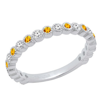 Trang sức Dazzling Rock Dazzlingrock Collection 14K Round Citrine & Kim cương trắng Eternity Stackable Wedding Band, Vàng trắng, Size 6 chính hãng 6 dazzling rock dr7514 5538 14kw 6