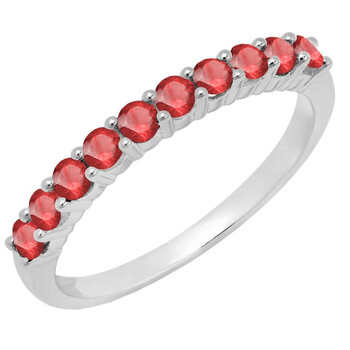 Trang sức Dazzling Rock Dazzlingrock Collection 10K Round Ruby Nữ Stackable Anniversary Wedding Band, Vàng trắng, Size 4.5 chính hãng 6 dazzling rock dr8474 2670 10kw 4 5