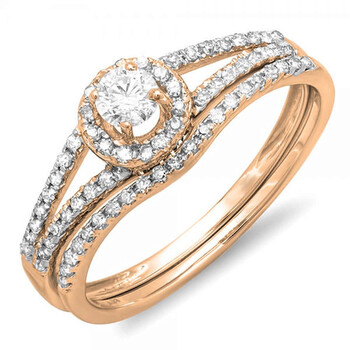 Trang sức Dazzling Rock Dazzlingrock Collection 0.45 Carat (ctw) 14K Round Kim cương Bridal Halo Nhẫn đính hôn Set 1/2 CT, Vàng hồng, Size 7.5 chính hãng 6 dazzling rock k1861 14r37 5
