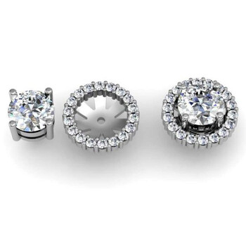 Trang sức Dazzling Rock Dazzlingrock Collection 0.85 Carat (ctw) 14k Round Kim cương trắng Cluster Style Removable Jackets for Stud Bông tai (khuyên tai, hoa tai), Vàng trắng chính hãng 6 dazzling rock k2011