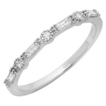 Trang sức Dazzling Rock Dazzlingrock Collection 0.15 Carat (ctw) 10K Round & Baguette Kim cương Nữ Anniversary Wedding Band, Vàng trắng, Size 5 chính hãng 6 dazzling rock k2851 10kw 5