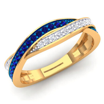 Trang sức Dazzling Rock Dazzlingrock Collection 14K Blue Sapphire & Kim cương trắng Nữ Anniversary Wedding Swirl Stackable Band, Yellow Gold, Size 7 chính hãng 6 dazzling rock k3449 14ky