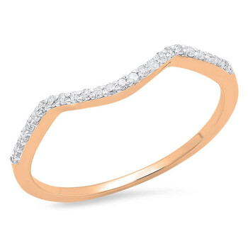 Trang sức Dazzling Rock Dazzlingrock Collection 0.12 Carat (ctw) 18K Round Cut Kim cương Nữ Wedding Band Contour Guard Nhẫn, Vàng hồng, Size 9 chính hãng 6 dazzling rock k3734 18kr 9
