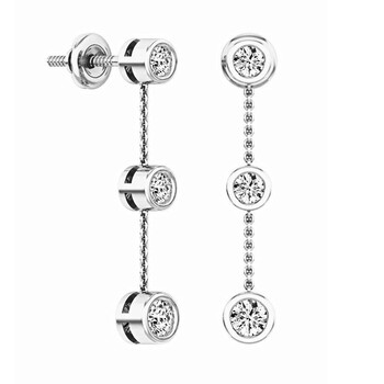 Trang sức Dazzling Rock Dazzlingrock Collection 0.50 Carat (ctw) 14K Round Kim cương trắng Nữ Three Stone Drop Bông tai (khuyên tai, hoa tai) 1/2 CT, Vàng trắng chính hãng 6 dazzling rock k4307 14kw