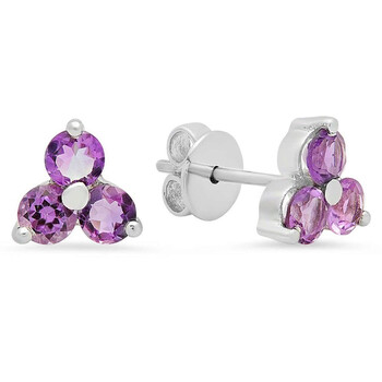 Trang sức Dazzling Rock Dazzlingrock Collection 10K 4 MM Round Amethyst Nữ Stud Bông tai (khuyên tai, hoa tai), Vàng trắng chính hãng 6 dazzling rock k4379 10kw