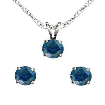 Trang sức Dazzling Rock Dazzlingrock Collection 0.50 Carat (ctw) 14K Round Kim cương xanh Nữ Stud Earring & Pendant Set 1/2 CT, Vàng trắng chính hãng 6 dazzling rock k4782 14kw 0 50
