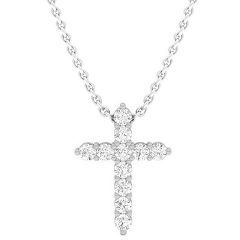 Trang sức Dazzling Rock Dazzlingrock Collection 0.45 Carat (Ctw) 14K Round Kim cương Nữ Cross Pendant 1/2 CT (Silver Chain Included), Vàng trắng chính hãng 6 dazzling rock k5204 14kw