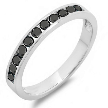 Trang sức Dazzling Rock Nữ Vàng trắng 10K 0.5 CT Kim cương đen Nhẫn cưới chính hãng 6 dazzling rock ladies 10k white gold 0 5 ct black diamond wedding ring