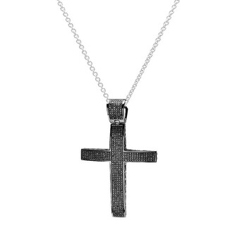 Trang sức Dazzling Rock Dazzlingrock Collection 2.15 Carat (ctw) Kim cương đen Micro Pave Nam Hip Hop Style Religious Cross Pendant Dây chuyền (vòng cổ) FREE CHAIN, Bạc 925 chính hãng 6 dazzling rock rd0276