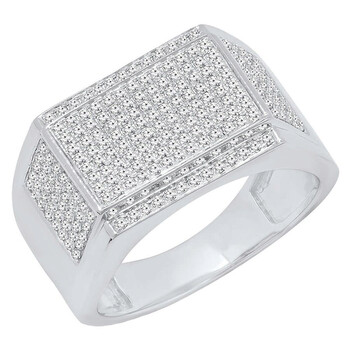 Trang sức Dazzling Rock Dazzlingrock Collection 0.80 Carat (ctw) 10K Round Kim cương trắng Nam Flashy Hip Hop Pinky Nhẫn, Vàng trắng, Size 11 chính hãng 6 dazzling rock rings k6340 10kw 11