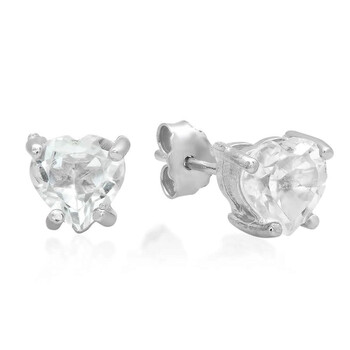 Trang sức Dazzling Rock Dazzlingrock Collection 1.00 Carat (ctw) Hình trái tim White Topaz Nữ Basket Setting Stud Bông tai (khuyên tai, hoa tai) 1 CT, Bạc 925 chính hãng 6 dazzling rock rt117 wt