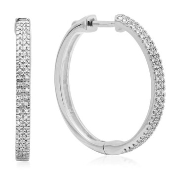 Trang sức Dazzling Rock Dazzlingrock Collection 0.15 Carat (ctw) 14K Round Cut Kim cương trắng Nữ Micro Pave Hoop Bông tai (khuyên tai, hoa tai), Vàng trắng chính hãng 6 dazzling rock sbe 34081 1