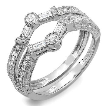 Trang sức Dazzling Rock Nữ Vàng trắng 14K Silver-tone Kim cương Nhẫn cưới chính hãng 6 dazzlingrock rings k1664 p