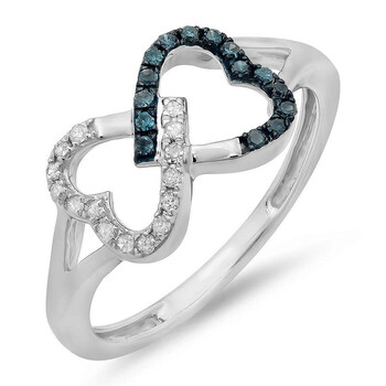 Trang sức Dazzling Rock Nữ 925-Sterling Bạc 925 Round Cut Blue Promise Nhẫn chính hãng 6 dazzlingrock rings k24486 p