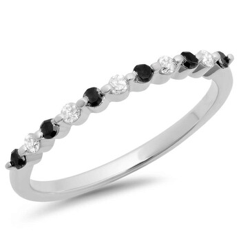 Trang sức Dazzling Rock Nữ Vàng trắng 10K Round Cut Silver-tone Nhẫn cưới chính hãng 6 dazzlingrock rings k249010kw p