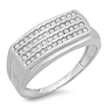Trang sức Dazzling Rock Dazzlingrock Collection 0.48 Carat (ctw) Bạc 925 Round Kim cương trắng Nam Hip Hop Wedding Band chính hãng 6 dazzlingrock rings k2501 p